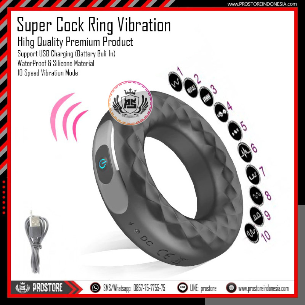 Cock Ring Electric Super Vibrate Recharge Usb Getar Premium